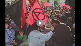 Huelga de la aceituna. 1990-1991. Manifestación en Gilena (Sevilla, España)