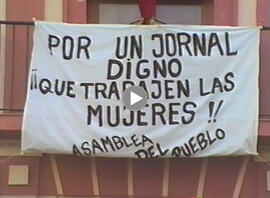 Huelga de la aceituna. 1990-1991. Manifestación en Pedrera (Sevilla, España)