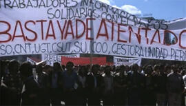 Manifestación por el atentado en la sede de "El Papus". 1977. Madrid (España).