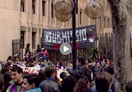 Manifestación por el primer juicio por Insumisión en España. 1991-01-21. Albacete (España).