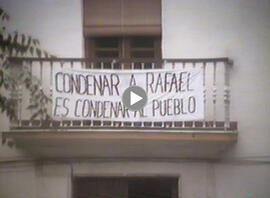 Huelga general en Los Corrales, 1988-06-28, en protesta por la condena por sedición a Rafael Mont...